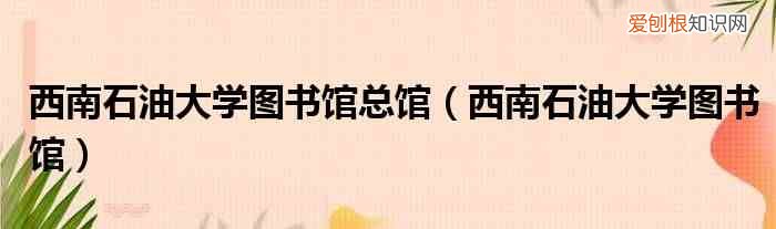 西南石油大学图书馆 西南石油大学图书馆总馆