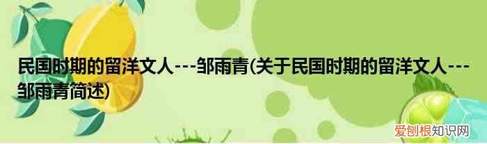 关于民国时期的留洋文人---邹雨青简述 民国时期的留洋文人---邹雨青