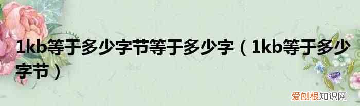 1kb等于多少字节 1kb等于多少字节等于多少字