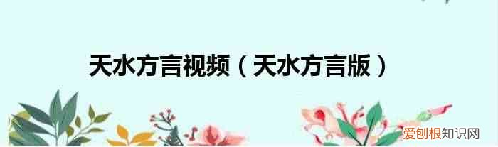 天水方言版 天水方言视频