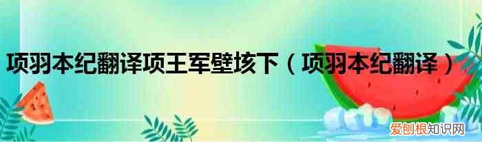 项羽本纪翻译 项羽本纪翻译项王军壁垓下
