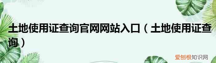 土地使用证查询 土地使用证查询官网网站入口