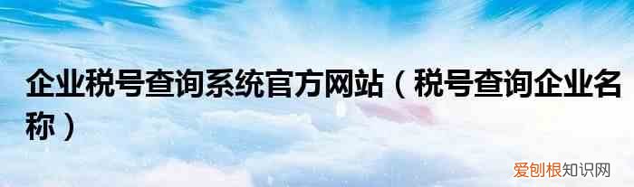 税号查询企业名称 企业税号查询系统官方网站