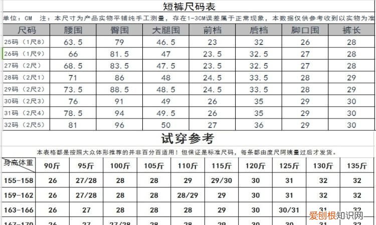 裤子尺码对照表女,中老年女士裤子尺码对照表