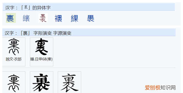 裹，袤，衰，哀，衮字都是把衣字拆开中间加一个字其原理是什么？