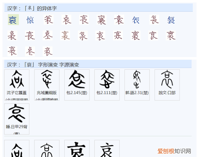 裹，袤，衰，哀，衮字都是把衣字拆开中间加一个字其原理是什么？