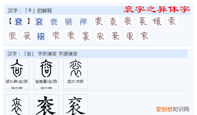 裹，袤，衰，哀，衮字都是把衣字拆开中间加一个字其原理是什么？