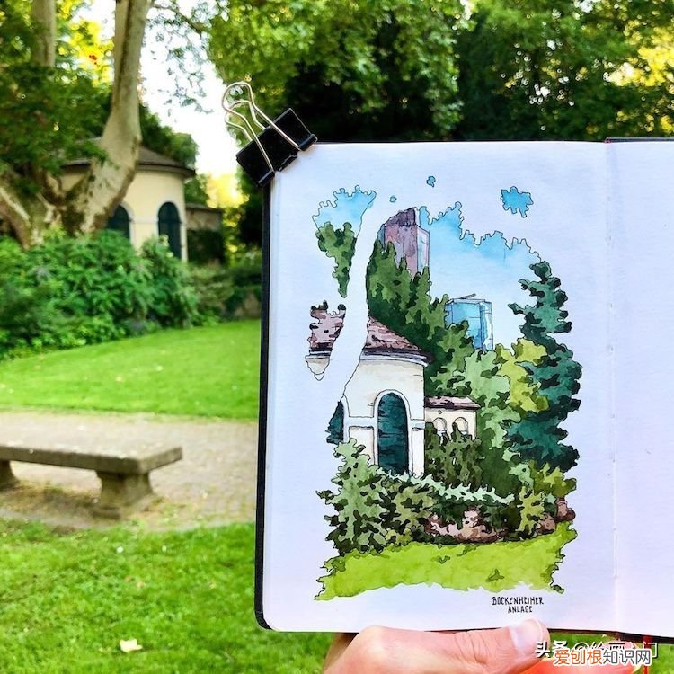 速写本上的钢笔淡彩欧洲风情建筑 钢笔建筑速写