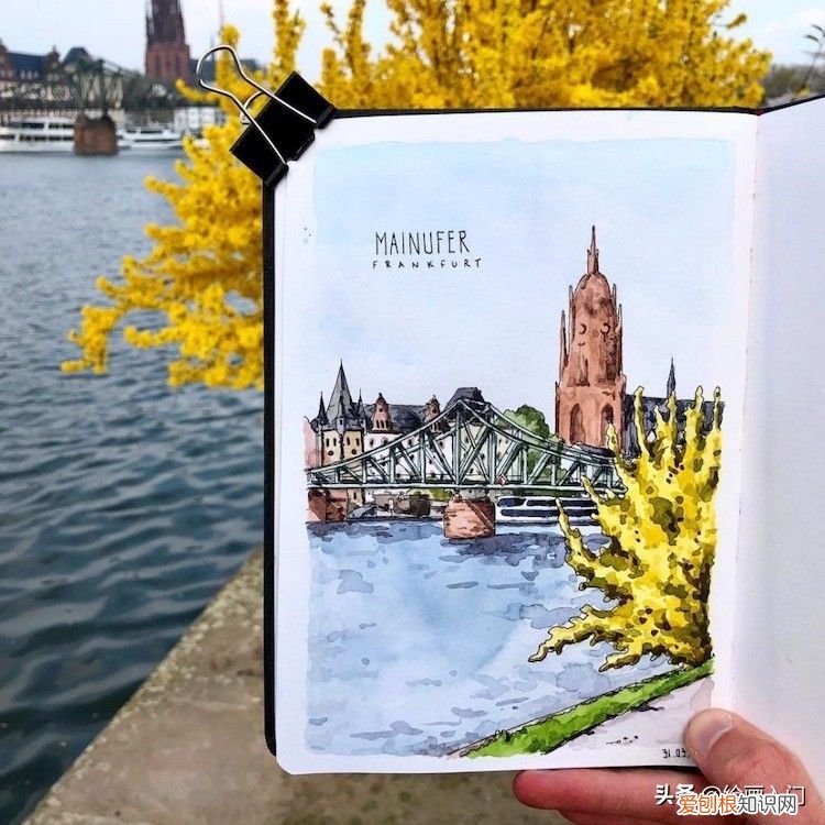 速写本上的钢笔淡彩欧洲风情建筑 钢笔建筑速写