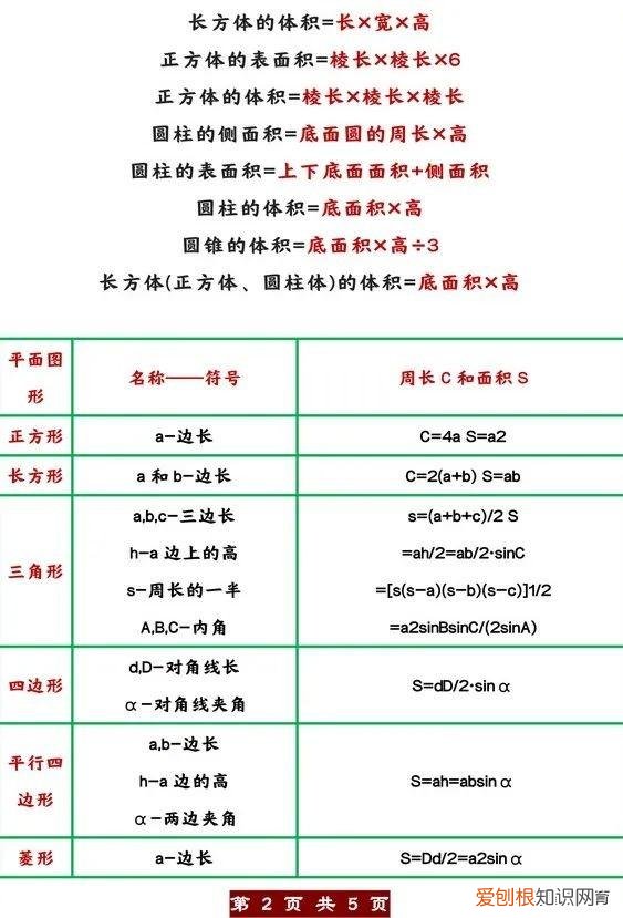 几何图形公式