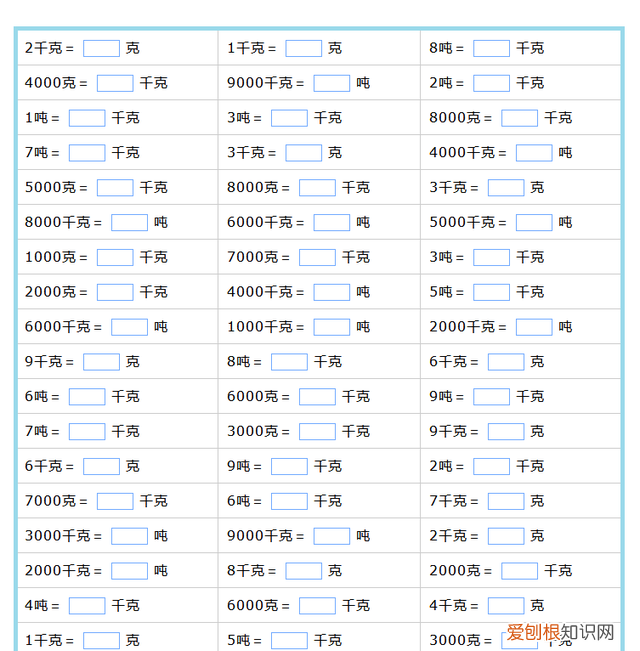 重量单位的换算练习题21000道