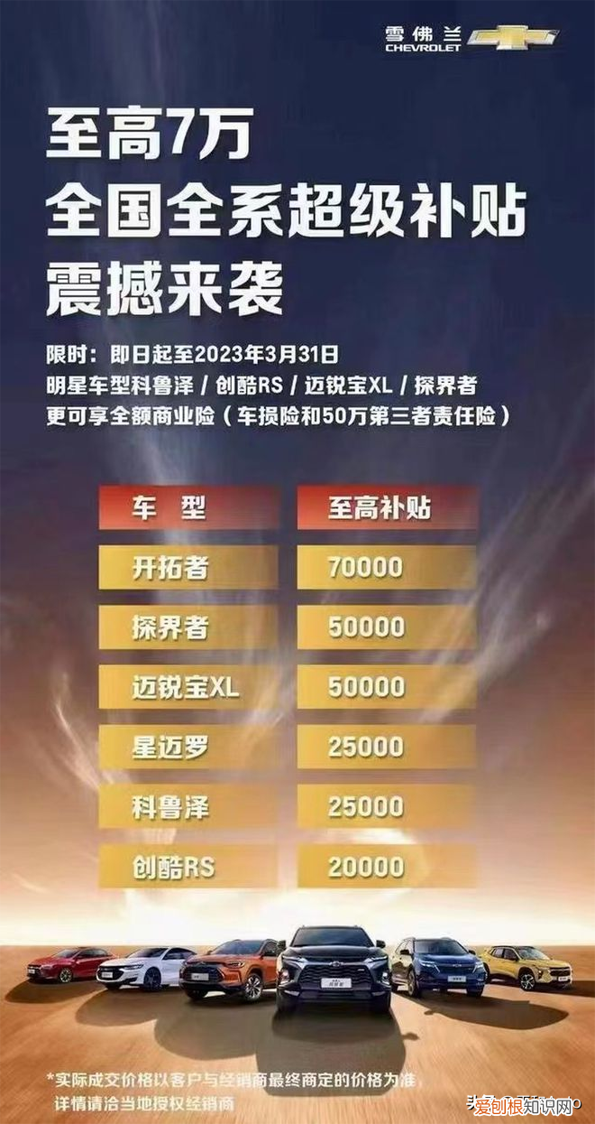 降价有了同义词:补贴!雪佛兰的补贴和降价标准一样
