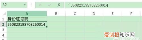 单元格格式设置成数字身份证号码