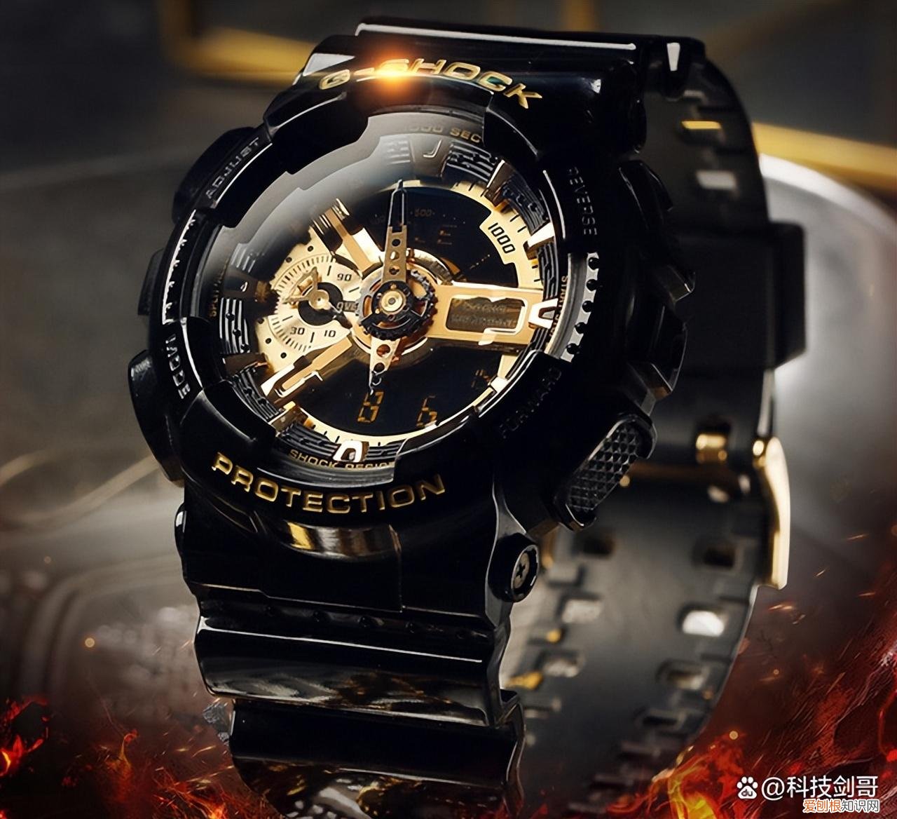 卡西欧GA-110GB-1A黑金运动腕表