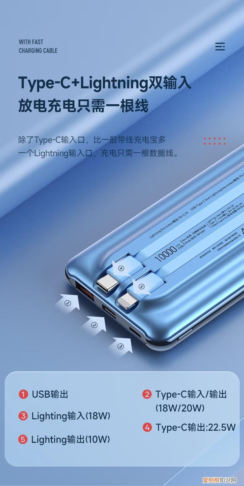 羽博推出7款自带线快充移动电源