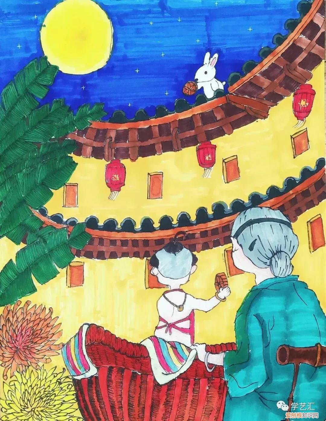 中秋节画画作品 简单