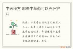 中医秘方 哪些中草药可以养肝护肝
