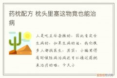 药枕配方 枕头里塞这物竟也能治病