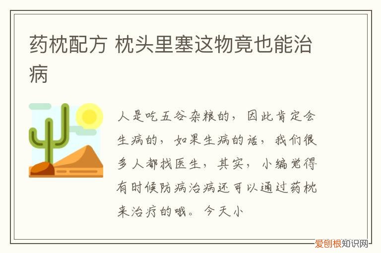 药枕配方 枕头里塞这物竟也能治病