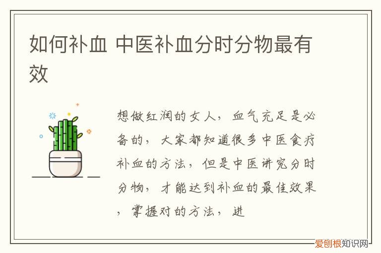 如何补血 中医补血分时分物最有效