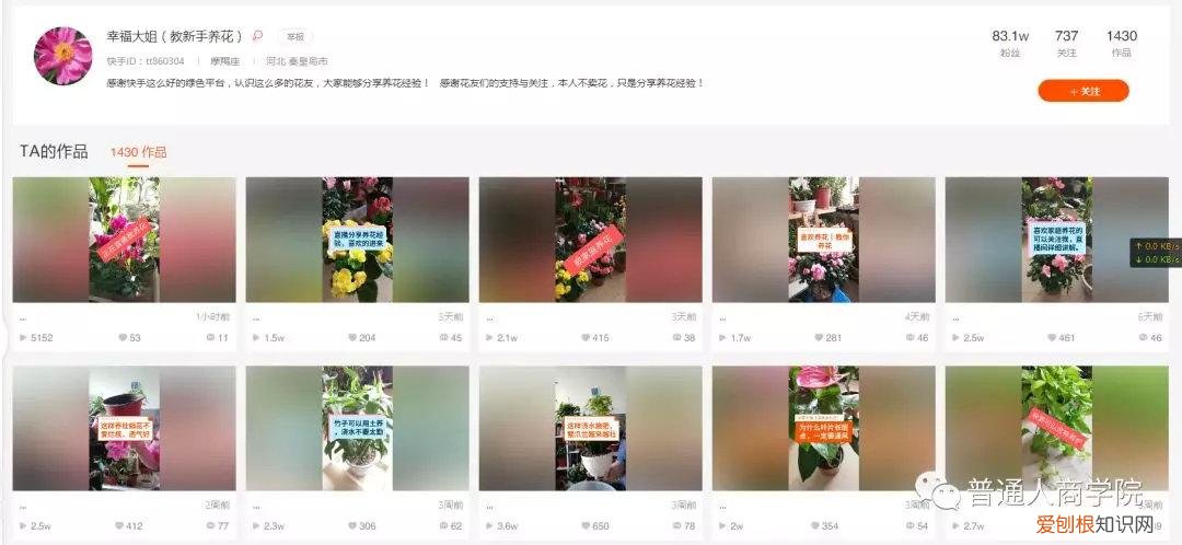 快手挣钱技巧，快手幸福大姐新手养花教学赚钱套路