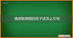情感敏感期的孩子该怎么引导