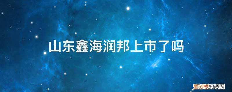 鑫邦集团上市了吗 山东鑫海润邦上市了吗