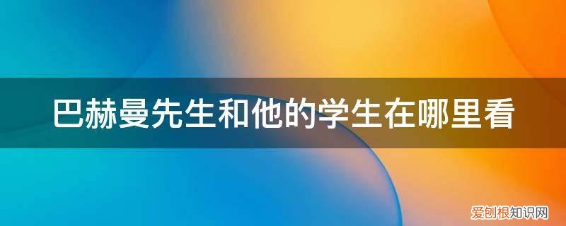 巴赫曼先生和他的班级 巴赫曼先生和他的学生在哪里看