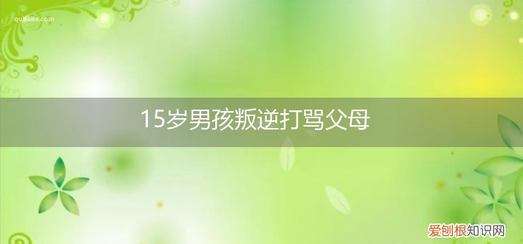 15岁男孩叛逆打骂父母怎么处理 15岁男孩叛逆打骂父母