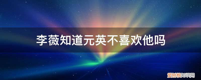 李薇知道元英不喜欢他吗是哪一集 李薇知道元英不喜欢他吗
