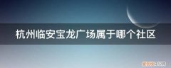 杭州临安宝龙广场属于哪个社区居委会 杭州临安宝龙广场属于哪个社区