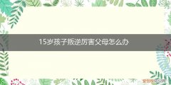 15岁孩子叛逆厉害父母怎么办呢 15岁孩子叛逆厉害父母怎么办