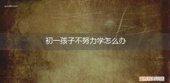 初一孩子不爱学怎么办 初一孩子不努力学怎么办