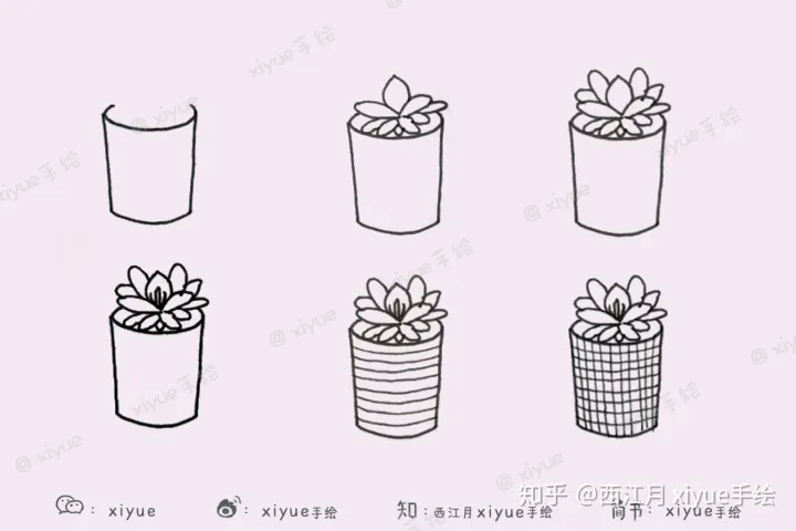一盆植物的简笔画，今天来画一画你家的盆栽绿植们～ 【简笔画公开课No.3】