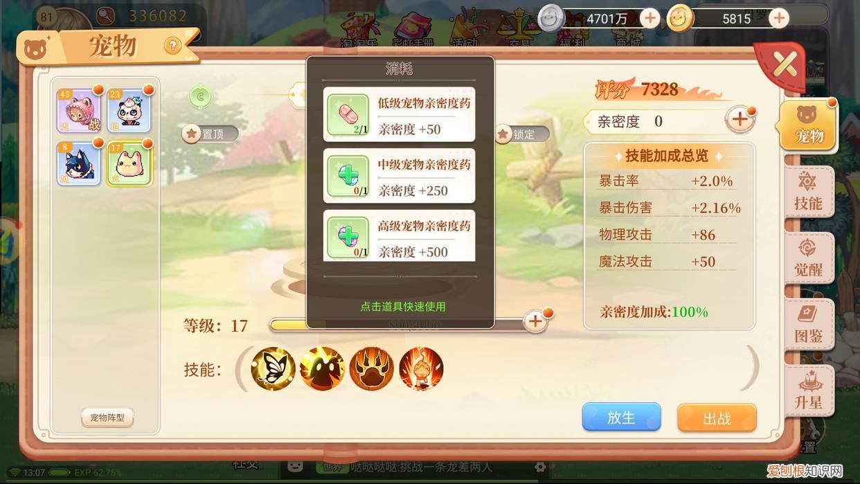 永恒之塔宠物精灵怎么升级，永恒岛宠物技能觉醒经验分享