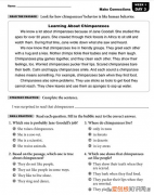 英文原版阅读理解教材类似RE，英语原版阅读：Learning About Chimpanzee