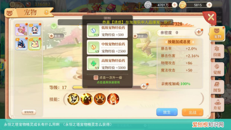 永恒之塔宠物精灵怎么获得 永恒之塔宠物精灵成长有什么用啊