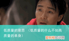 低质量的什么不如高质量的单身 低质量的意思