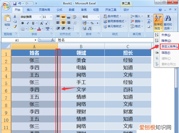 按姓氏排序excel怎么设置