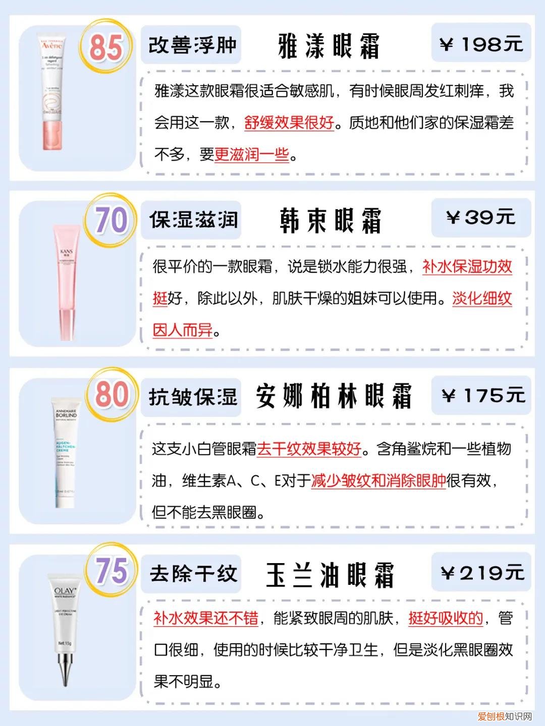 效果好的眼霜推荐