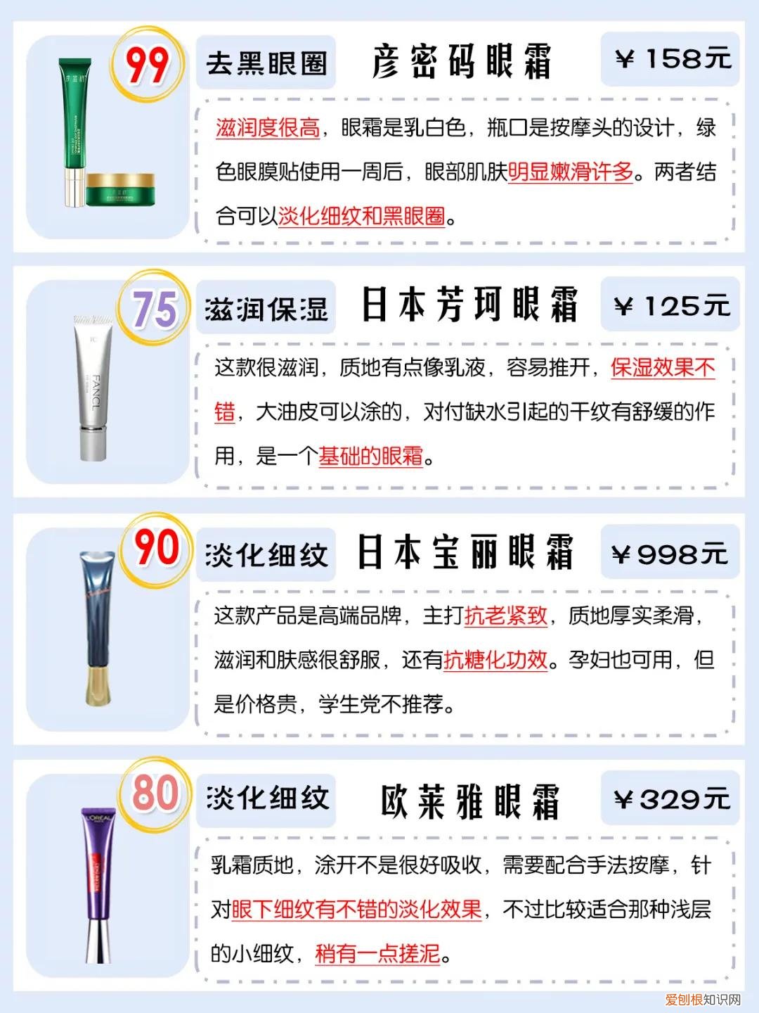 效果好的眼霜推荐