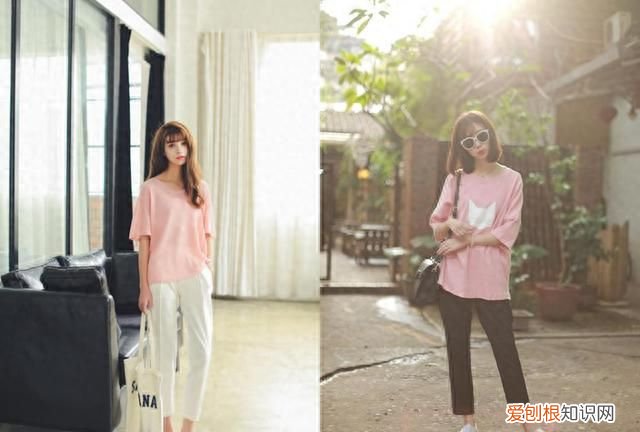 甜美感爆棚的粉色t恤