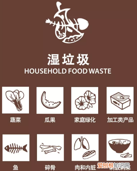 垃圾分类的标识标牌，面饼属于什么垃圾分类