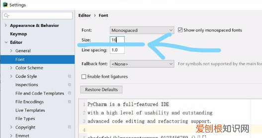 pycharm怎么设置字体大小