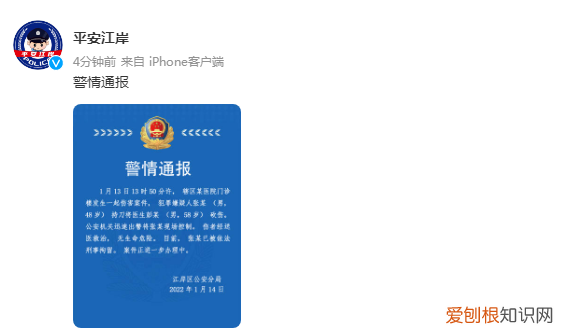 武汉一男子持刀砍伤一名医生被刑拘