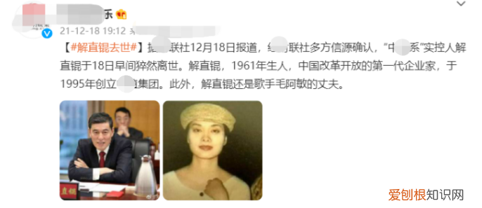 百亿富豪解直锟去世!享年60岁,与毛阿敏结婚18年育有一双儿女